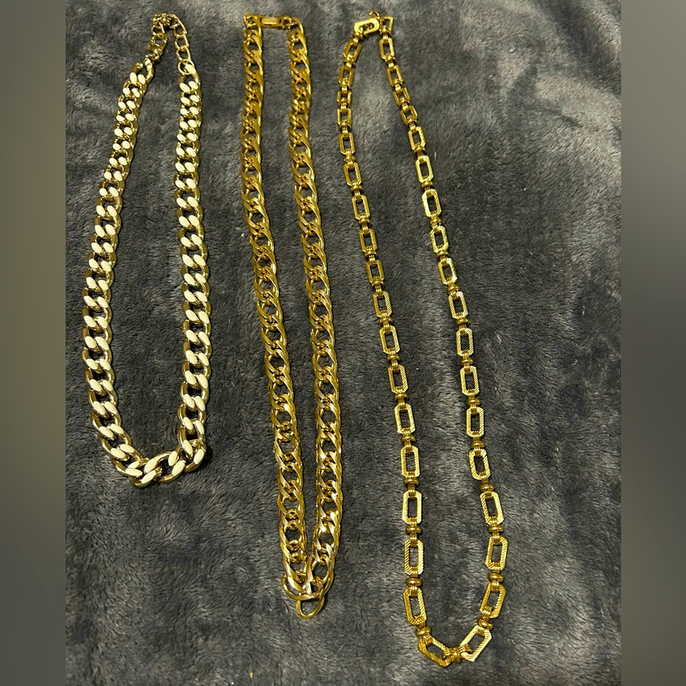 Costume jewelry Three bold chain link necklaces